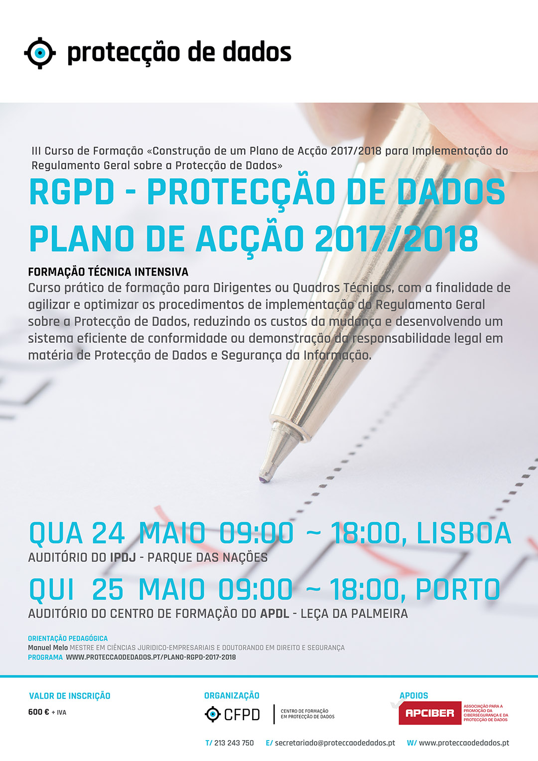 Cartaz do III Curso Plano de Acção RGPD - 24 e 25 de Maio de 2017